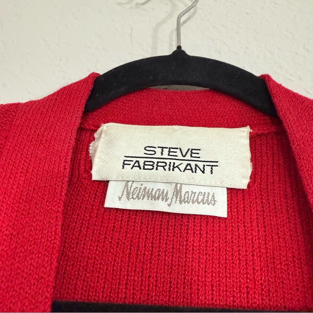 Vintage 80’s Steve Fabrikant Neiman Marcus Wool Color-block Sweater Cardigan - Picture 7 of 10